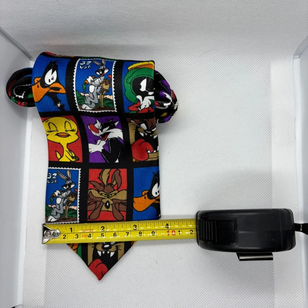 Looney Tunes Necktie Mens 90s Stamp Collection Bugs Tweety Taz Cartooncore Retro